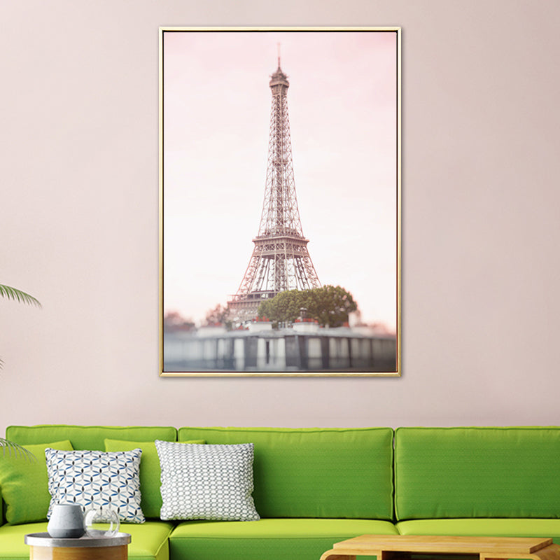 Architecture Painting for Girls Bedroom in Pastel Color, Multiple Sizes Available Pink Clearhalo 'Art Gallery' 'Canvas Art' 'Contemporary Art Gallery' 'Modern' Arts' 1764235
