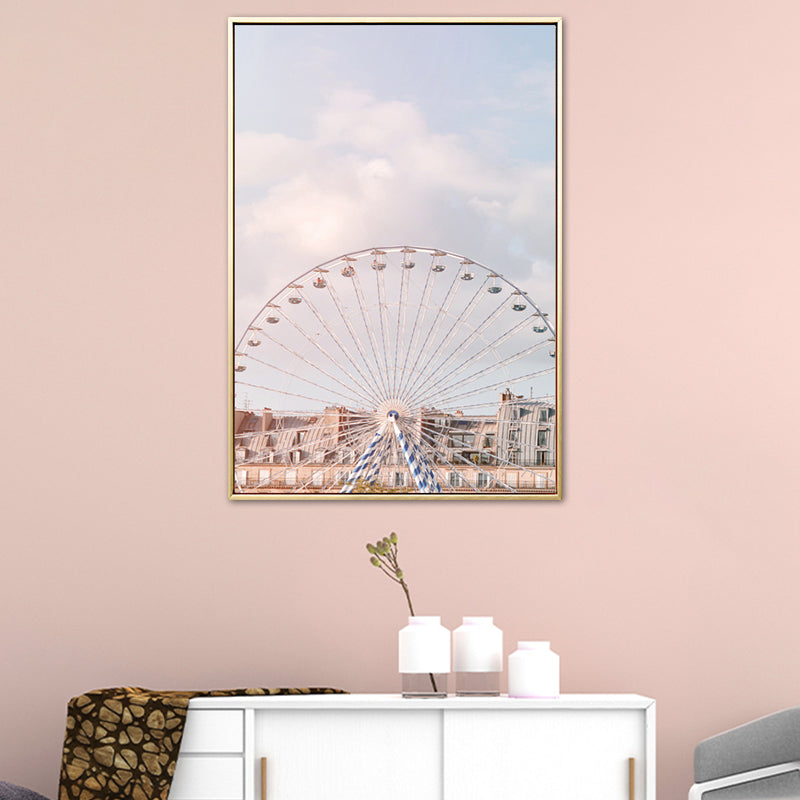 Architecture Painting for Girls Bedroom in Pastel Color, Multiple Sizes Available Blue Clearhalo 'Art Gallery' 'Canvas Art' 'Contemporary Art Gallery' 'Modern' Arts' 1764241