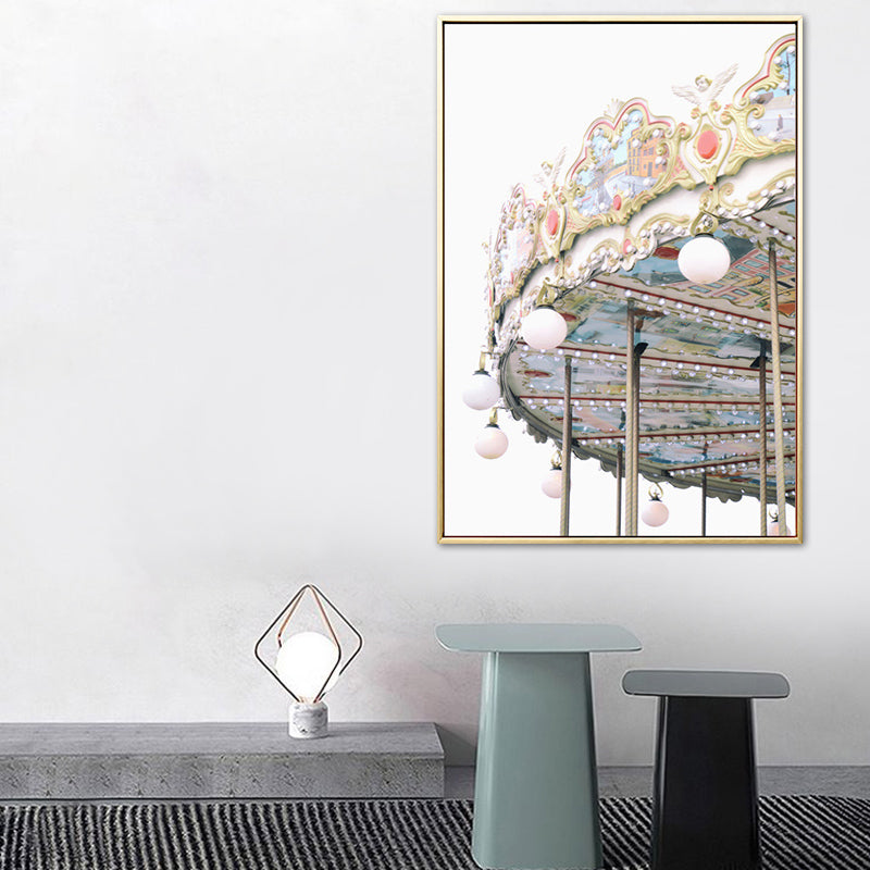 Architecture Painting for Girls Bedroom in Pastel Color, Multiple Sizes Available White Clearhalo 'Art Gallery' 'Canvas Art' 'Contemporary Art Gallery' 'Modern' Arts' 1764245