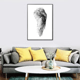 Pencil Drawing Wing Art Print Black and White Minimalist Wall Decor for Living Room Clearhalo 'Arts' 'Canvas Art' 1764271