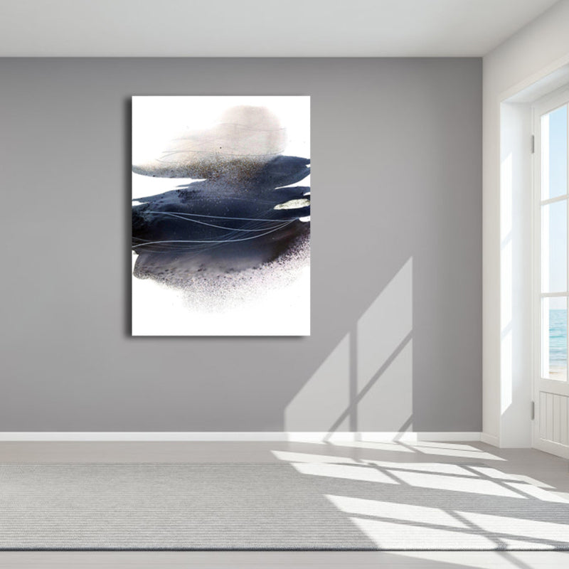 Soft Color Abstract Canvas Print Watercolor Contemporary Art Textured Painting for Bedroom Black Clearhalo 'Arts' 'Canvas Art' 1764298