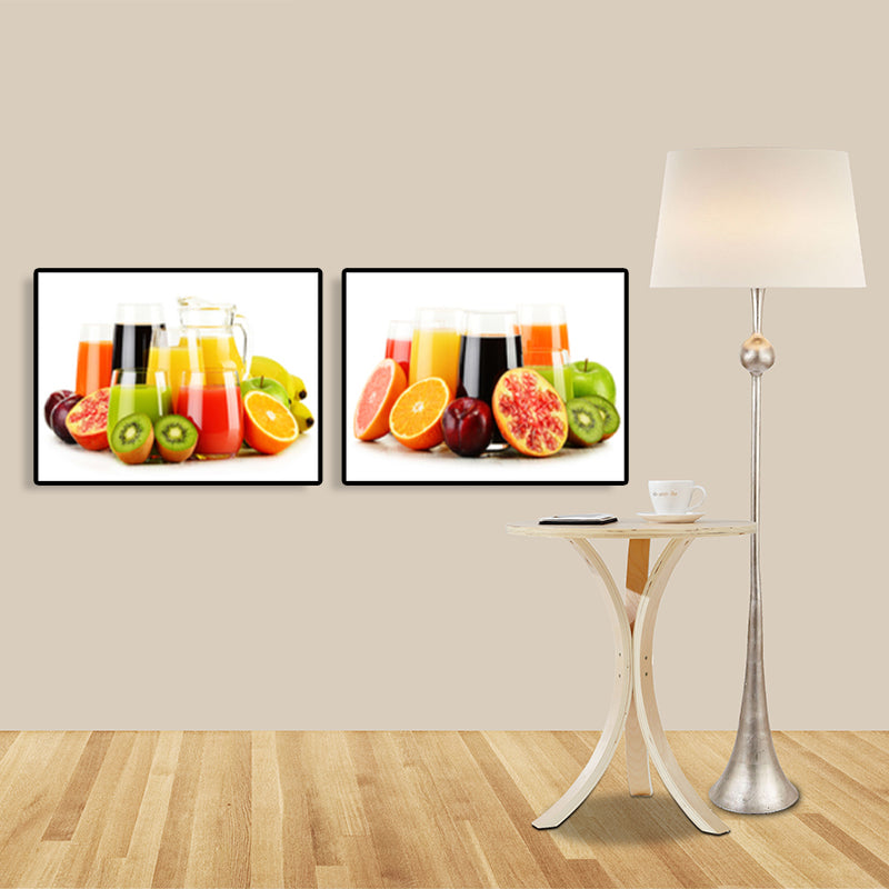 Bright Fruit Juice Canvas Art Textured Modernism Dining Room Wall Decor, Set of 2 Clearhalo 'Art Gallery' 'Canvas Art' 'Contemporary Art Gallery' 'Modern' Arts' 1764304