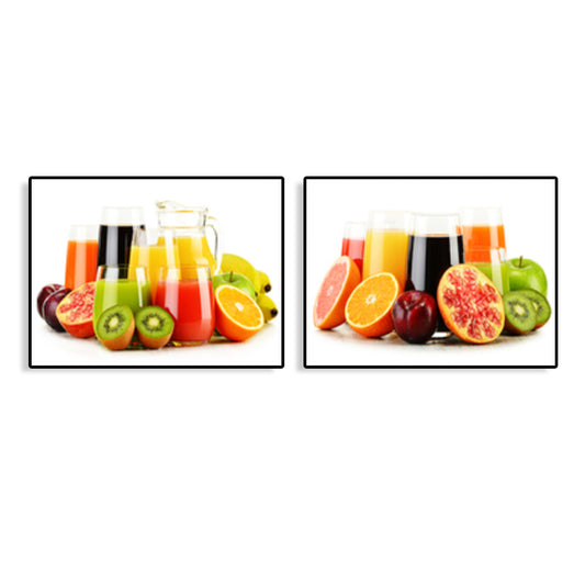 Bright Fruit Juice Canvas Art Textured Modernism Dining Room Wall Decor, Set of 2 Clearhalo 'Art Gallery' 'Canvas Art' 'Contemporary Art Gallery' 'Modern' Arts' 1764305