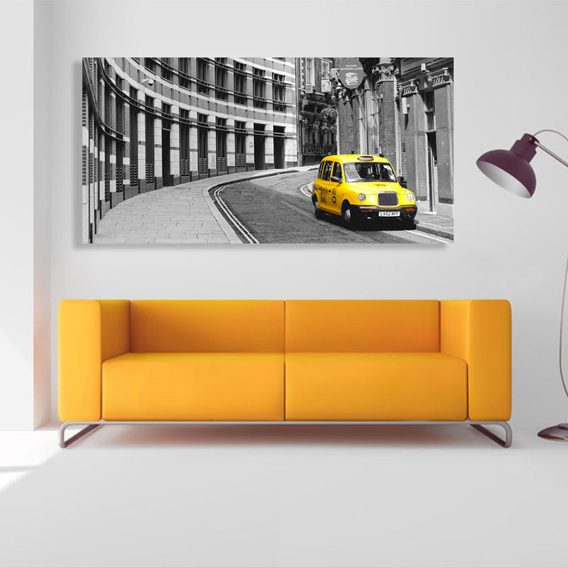 Vehicle Scene Canvas Art Print Textured Vintage Style for Girls Bedroom Painting Grey Clearhalo 'Arts' 'Canvas Art' 1764330