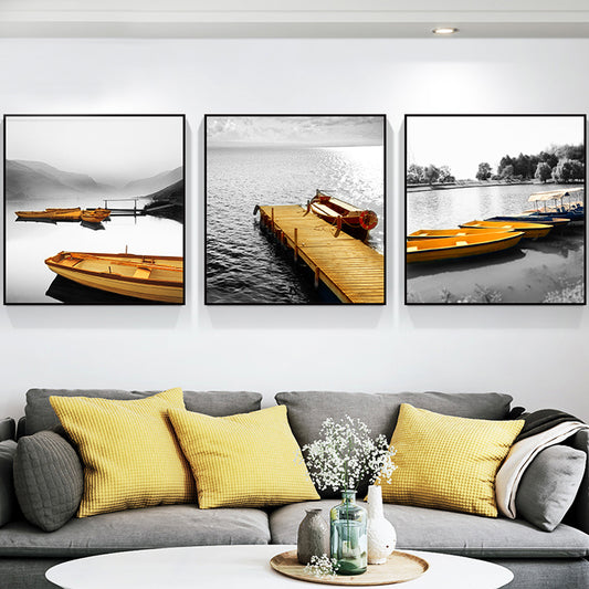 Photo Print Boats Wall Art Set Brown and Grey Modern Style Canvas for Family Room Brown Clearhalo 'Art Gallery' 'Canvas Art' 'Contemporary Art Gallery' 'Modern' Arts' 1764420