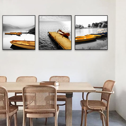 Photo Print Boats Wall Art Set Brown and Grey Modern Style Canvas for Family Room Clearhalo 'Art Gallery' 'Canvas Art' 'Contemporary Art Gallery' 'Modern' Arts' 1764421