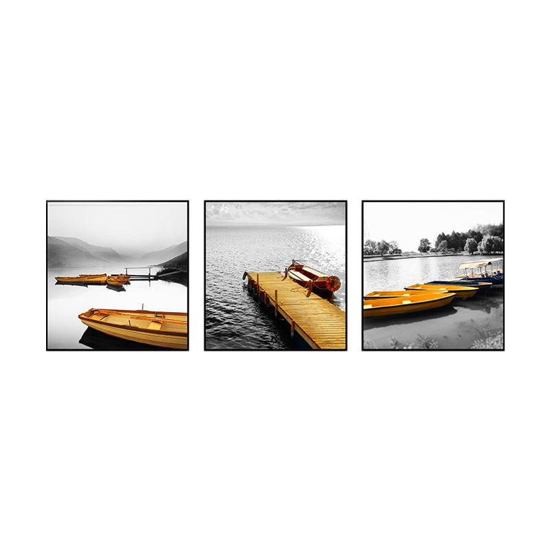 Photo Print Boats Wall Art Set Brown and Grey Modern Style Canvas for Family Room Clearhalo 'Art Gallery' 'Canvas Art' 'Contemporary Art Gallery' 'Modern' Arts' 1764423
