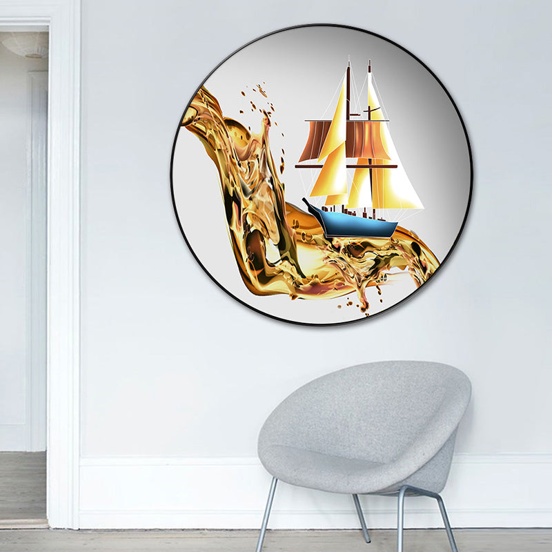 Contemporary Sailing Boat Art Print Canvas Light Color Vehicle Wall Decor, Multiple Sizes Clearhalo 'Art Gallery' 'Canvas Art' 'Contemporary Art Gallery' 'Modern' Arts' 1764458