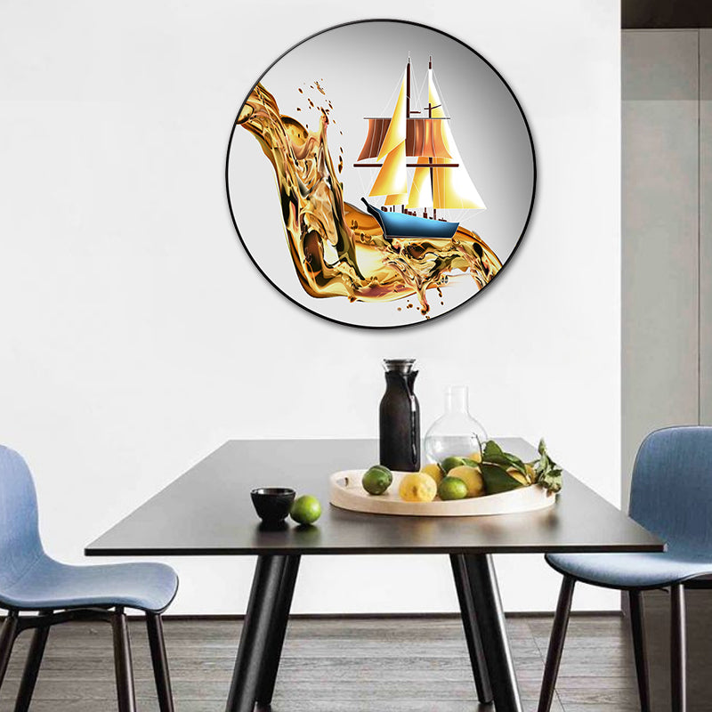 Contemporary Sailing Boat Art Print Canvas Light Color Vehicle Wall Decor, Multiple Sizes Clearhalo 'Art Gallery' 'Canvas Art' 'Contemporary Art Gallery' 'Modern' Arts' 1764459
