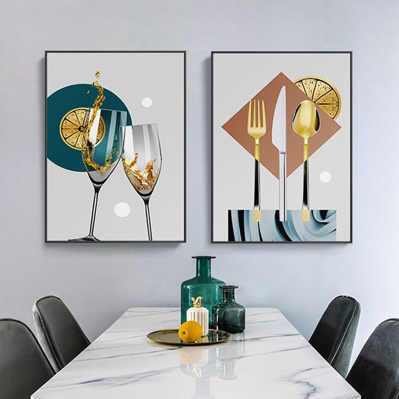 Pastel Color Modern Tableware Painting for Boys Bedroom, Multiple Sizes Available Clearhalo 'Art Gallery' 'Canvas Art' 'Contemporary Art Gallery' 'Modern' Arts' 1764468