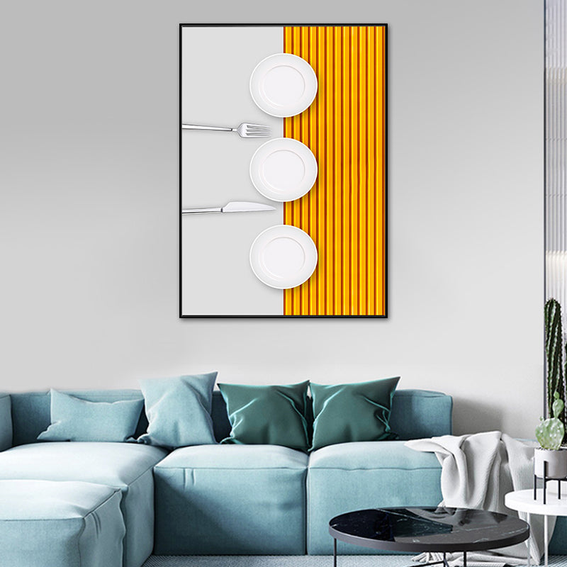 Pastel Color Modern Tableware Painting for Boys Bedroom, Multiple Sizes Available Yellow Clearhalo 'Art Gallery' 'Canvas Art' 'Contemporary Art Gallery' 'Modern' Arts' 1764483