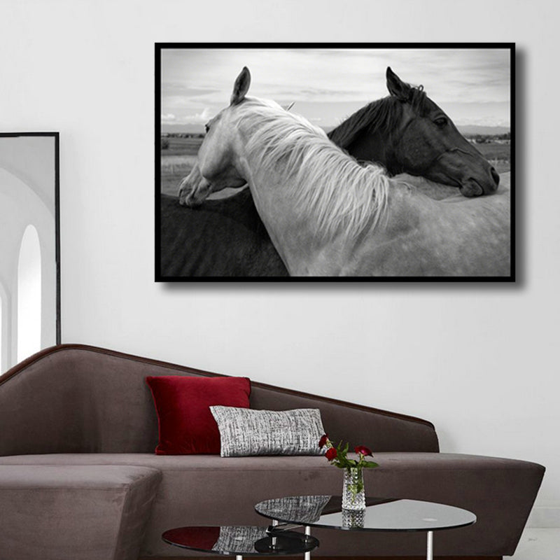 Vintage Style Horses Canvas Print Animals Gray Wall Decor, Multiple Sizes Options Grey Clearhalo 'Arts' 'Canvas Art' 1764487