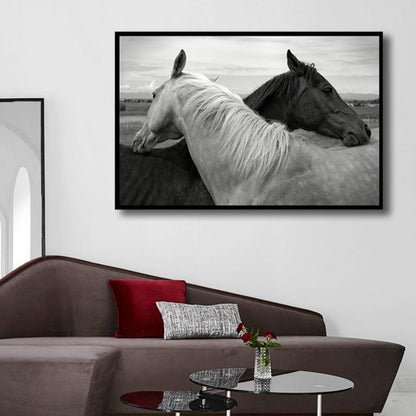 Vintage Style Horses Canvas Print Animals Gray Wall Decor, Multiple Sizes Options Grey Clearhalo 'Arts' 'Canvas Art' 1764487