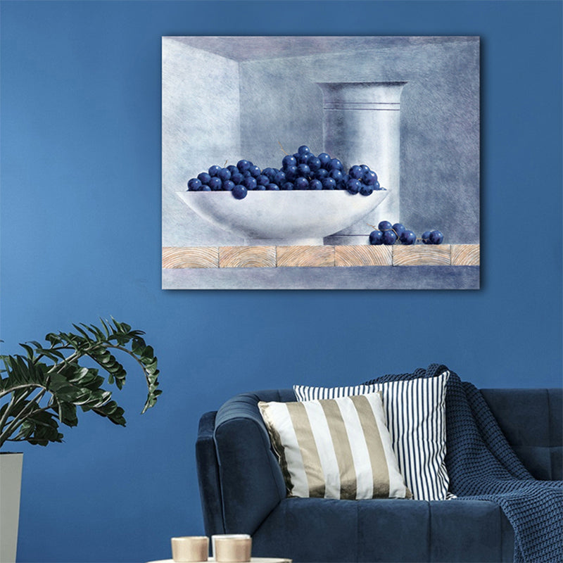 Light Color Tasty Fruits Canvas Modern Art Style Textured Wall Decor for Living Room Blue 16" x 20" Clearhalo 'Arts' 'Canvas Art' 1764494