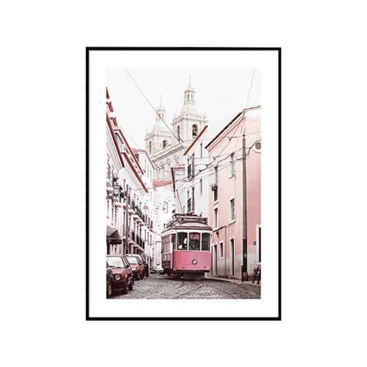 Modern Electric Rail Bus Canvas Photography Pink Wall Art Decor, Multiple Sizes Options Clearhalo 'Art Gallery' 'Canvas Art' 'Contemporary Art Gallery' 'Modern' Arts' 1764517