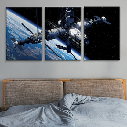 Fictional Spacecraft Canvas Art Print Textured Modern for Girls Bedroom Painting Blue Clearhalo 'Art Gallery' 'Canvas Art' 'Contemporary Art Gallery' 'Modern' Arts' 1764521
