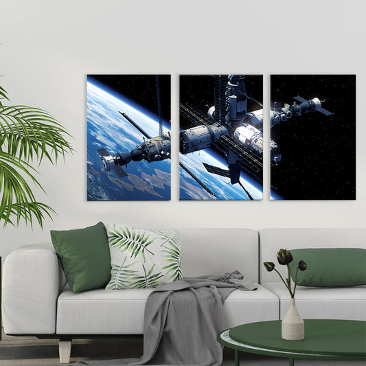 Fictional Spacecraft Canvas Art Print Textured Modern for Girls Bedroom Painting Clearhalo 'Art Gallery' 'Canvas Art' 'Contemporary Art Gallery' 'Modern' Arts' 1764522
