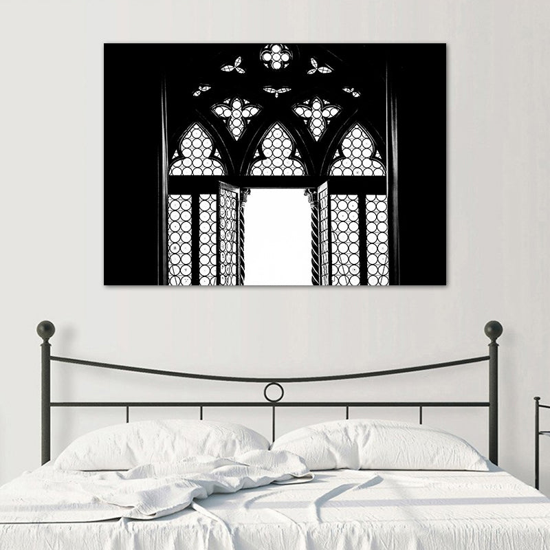 Canvas Black Painting Vintage Style Hollowed-Out Door Wall Decor, Multiple Sizes Available Clearhalo 'Arts' 'Canvas Art' 1764533