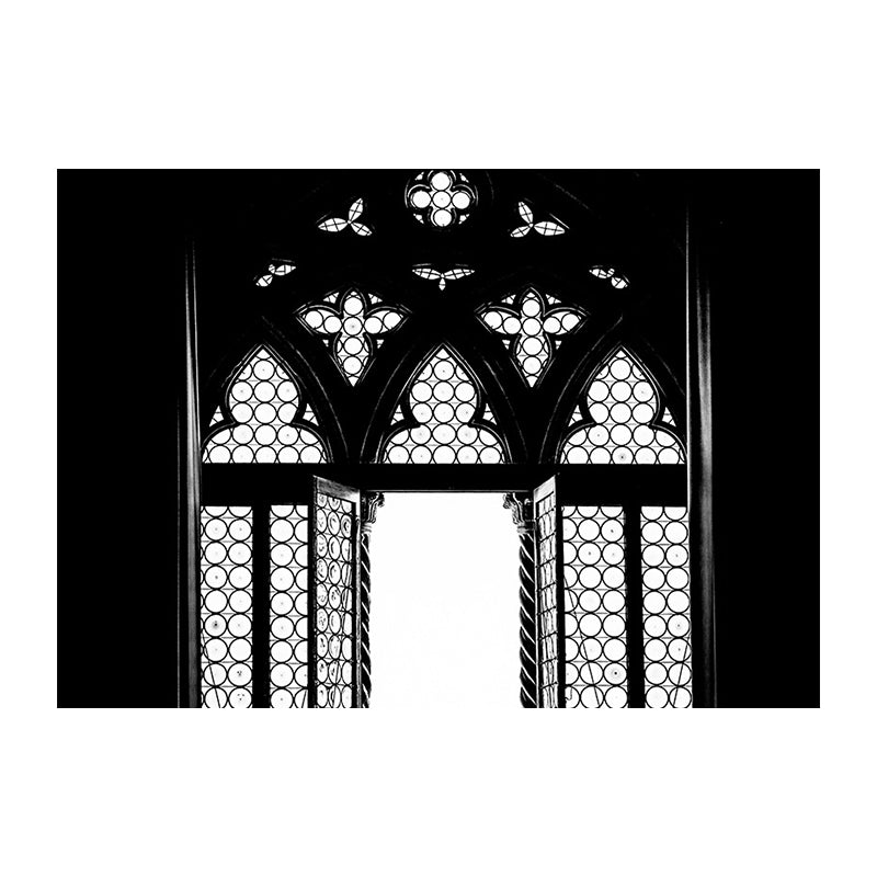 Canvas Black Painting Vintage Style Hollowed-Out Door Wall Decor, Multiple Sizes Available Clearhalo 'Arts' 'Canvas Art' 1764535