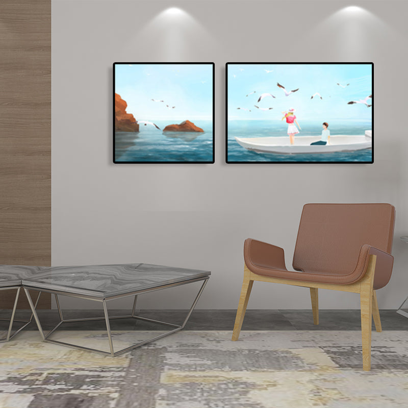 Painting Outings Canvas Print Cartoon Multi-Piece Wall Art in Soft Color for Kids Room Clearhalo 'Art Gallery' 'Canvas Art' 'Kids' Arts' 1764616