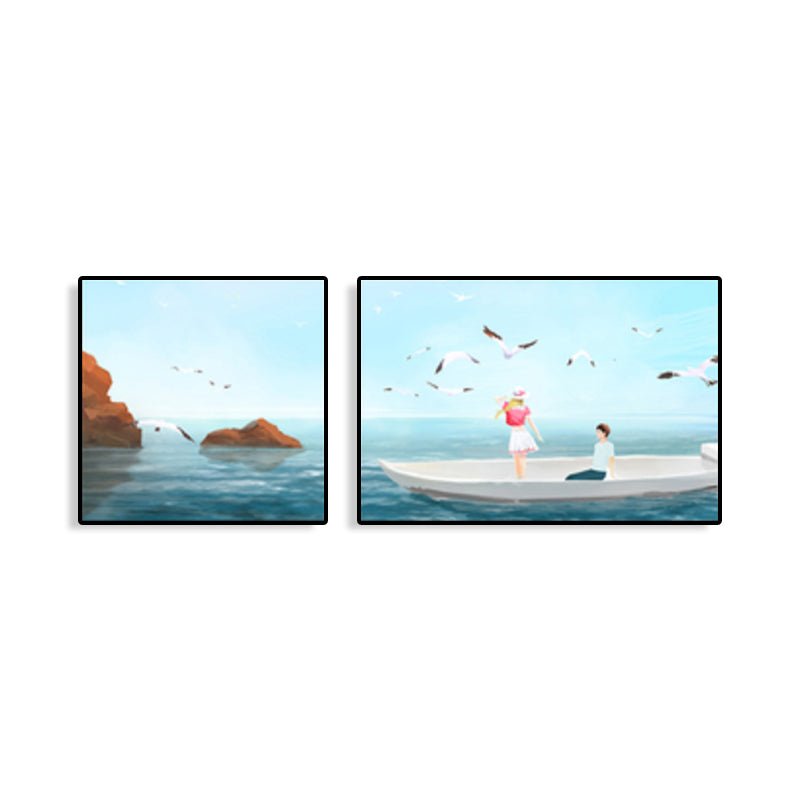 Painting Outings Canvas Print Cartoon Multi-Piece Wall Art in Soft Color for Kids Room Clearhalo 'Art Gallery' 'Canvas Art' 'Kids' Arts' 1764617