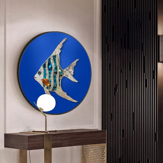 Soft Color Fish Painting Textured Contemporary Style Dining Room Canvas Wall Art Clearhalo 'Art Gallery' 'Canvas Art' 'Contemporary Art Gallery' 'Modern' Arts' 1764620