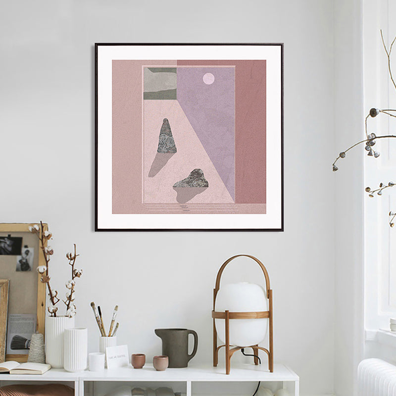 Mountain Lake Scenery Canvas Nordic Style Textured Wall Art Decor in Light Color Pink Clearhalo 'Arts' 'Canvas Art' 1764642