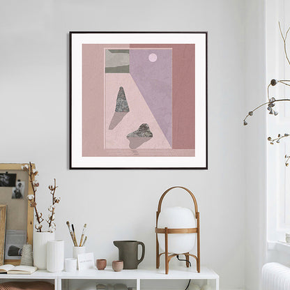 Mountain Lake Scenery Canvas Nordic Style Textured Wall Art Decor in Light Color Pink Clearhalo 'Arts' 'Canvas Art' 1764642
