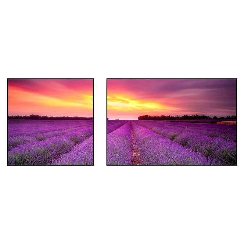 Lavender Field Wall Art Modern Enticing Nature Scenery Canvas Print in Purple for Room Clearhalo 'Art Gallery' 'Canvas Art' 'Contemporary Art Gallery' 'Modern' Arts' 1764734