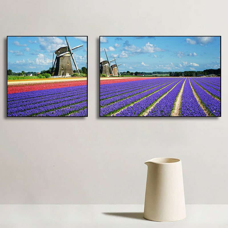 Lavender Field Wall Art Modern Enticing Nature Scenery Canvas Print in Purple for Room Purple Clearhalo 'Art Gallery' 'Canvas Art' 'Contemporary Art Gallery' 'Modern' Arts' 1764738