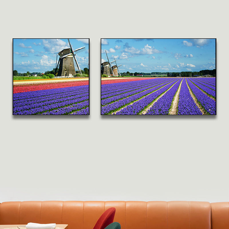 Lavender Field Wall Art Modern Enticing Nature Scenery Canvas Print in Purple for Room Clearhalo 'Art Gallery' 'Canvas Art' 'Contemporary Art Gallery' 'Modern' Arts' 1764739