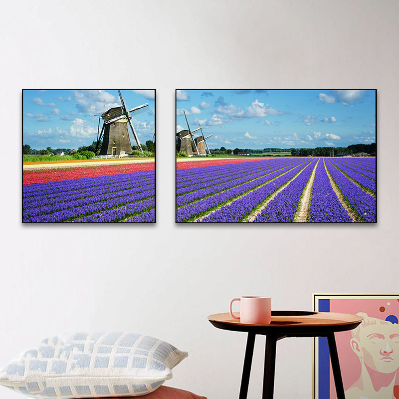 Lavender Field Wall Art Modern Enticing Nature Scenery Canvas Print in Purple for Room Clearhalo 'Art Gallery' 'Canvas Art' 'Contemporary Art Gallery' 'Modern' Arts' 1764740