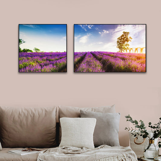 Lavender Field Wall Art Modern Enticing Nature Scenery Canvas Print in Purple for Room Clearhalo 'Art Gallery' 'Canvas Art' 'Contemporary Art Gallery' 'Modern' Arts' 1764744