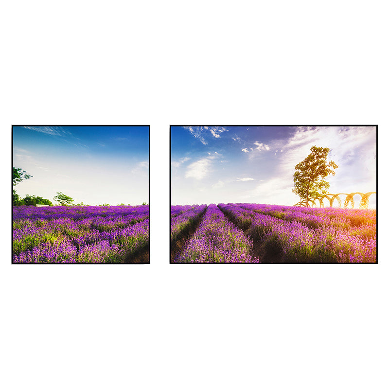 Lavender Field Wall Art Modern Enticing Nature Scenery Canvas Print in Purple for Room Clearhalo 'Art Gallery' 'Canvas Art' 'Contemporary Art Gallery' 'Modern' Arts' 1764745