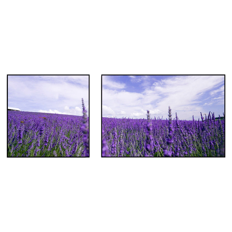 Lavender Field Wall Art Modern Enticing Nature Scenery Canvas Print in Purple for Room Clearhalo 'Art Gallery' 'Canvas Art' 'Contemporary Art Gallery' 'Modern' Arts' 1764749