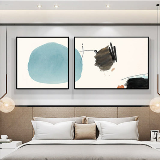 Abstract Painting Canvas Print Multi-Piece Modern Bedroom Wall Art in Soft Color Blue Clearhalo 'Art Gallery' 'Canvas Art' 'Contemporary Art Gallery' 'Modern' Arts' 1764750
