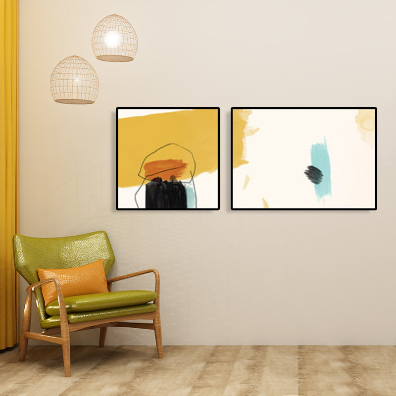 Abstract Painting Canvas Print Multi-Piece Modern Bedroom Wall Art in Soft Color Clearhalo 'Art Gallery' 'Canvas Art' 'Contemporary Art Gallery' 'Modern' Arts' 1764758