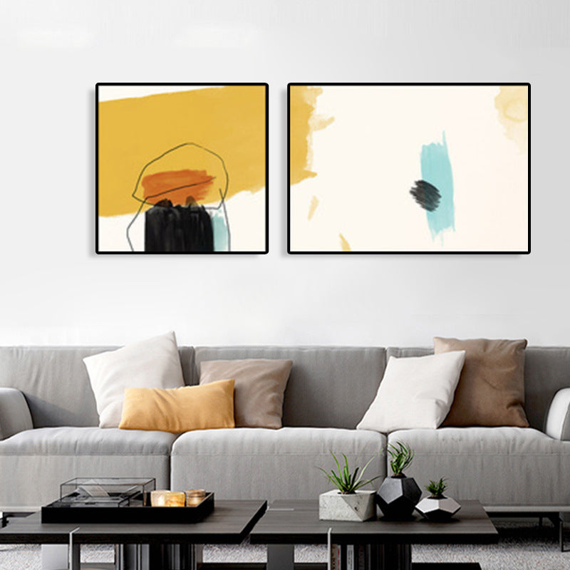 Abstract Painting Canvas Print Multi-Piece Modern Bedroom Wall Art in Soft Color Clearhalo 'Art Gallery' 'Canvas Art' 'Contemporary Art Gallery' 'Modern' Arts' 1764759