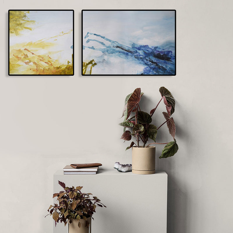 Abstract Painting Canvas Print Multi-Piece Modern Bedroom Wall Art in Soft Color Sky Blue Clearhalo 'Art Gallery' 'Canvas Art' 'Contemporary Art Gallery' 'Modern' Arts' 1764765