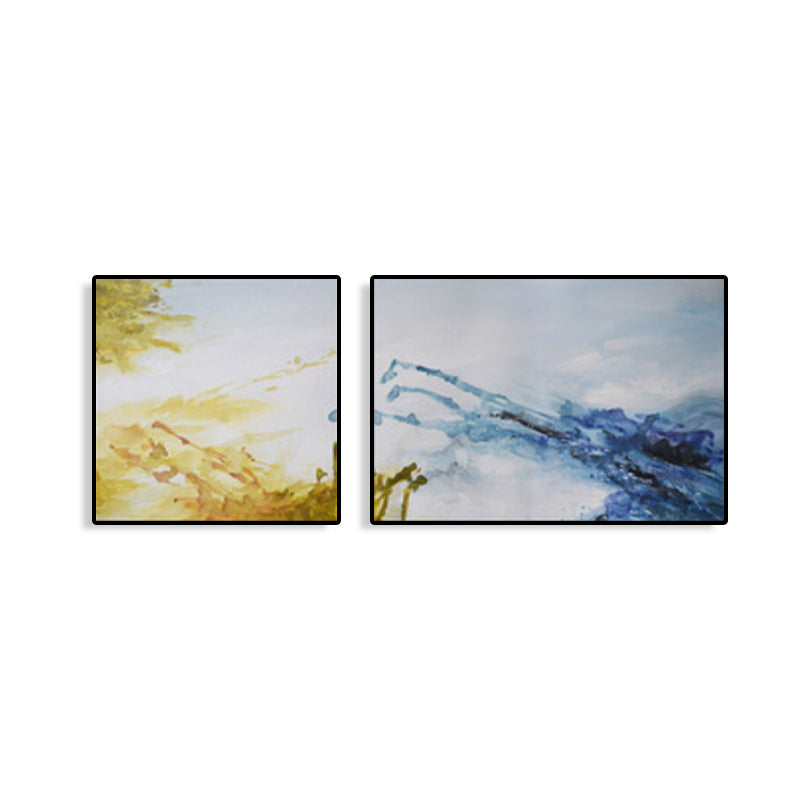 Abstract Painting Canvas Print Multi-Piece Modern Bedroom Wall Art in Soft Color Clearhalo 'Art Gallery' 'Canvas Art' 'Contemporary Art Gallery' 'Modern' Arts' 1764768