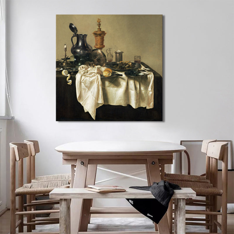 Scattered Tableware Canvas for Kitchen Oil Painting Wall Art Print, Multiple Sizes Options White Clearhalo 'Arts' 'Canvas Art' 1764778