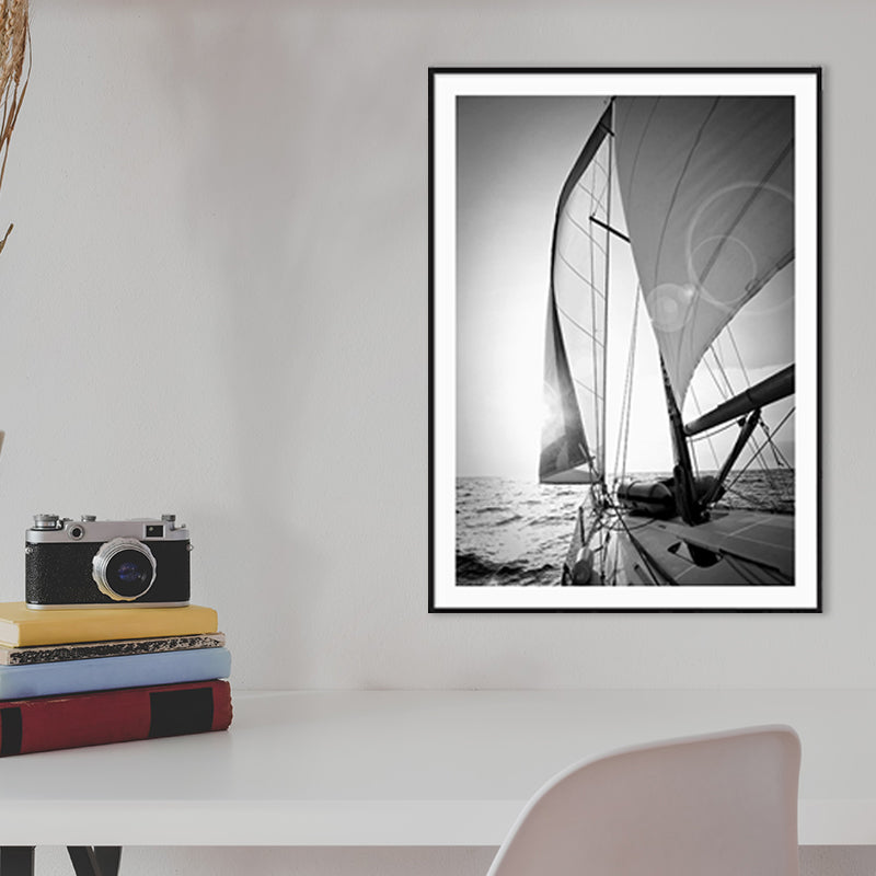 Vintage Style Still Boat Canvas Print Pastel Color Textured Painting for Playroom Clearhalo 'Arts' 'Canvas Art' 1764801