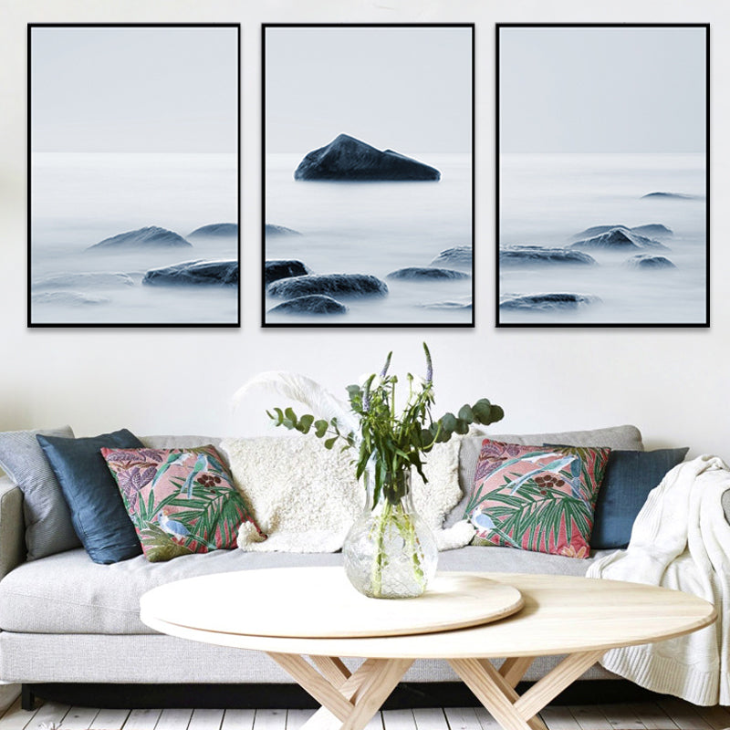 Foggy Nature Scenery Wall Art Print Dark Color Contemporary Canvas for Family Room Clearhalo 'Art Gallery' 'Canvas Art' 'Contemporary Art Gallery' 'Modern' Arts' 1764812