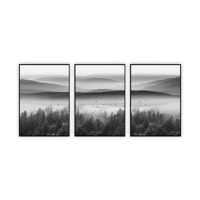 Foggy Nature Scenery Wall Art Print Dark Color Contemporary Canvas for Family Room Clearhalo 'Art Gallery' 'Canvas Art' 'Contemporary Art Gallery' 'Modern' Arts' 1764820