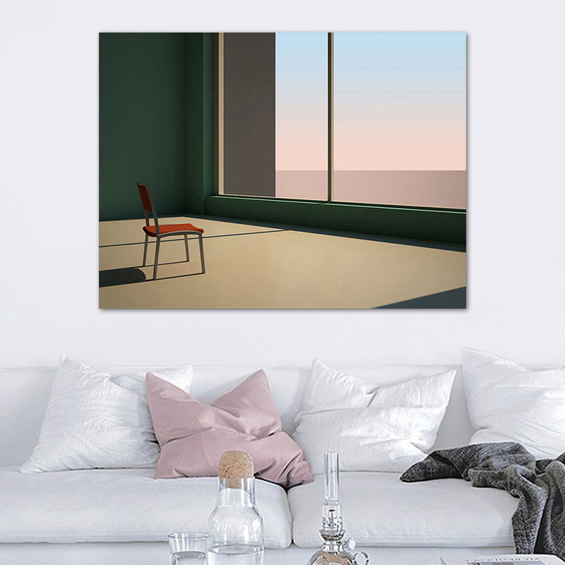 Minimalism Canvas Print Dark Color Mixed Media Empty Room with Sea View Wall Art for Home Clearhalo 'Art Gallery' 'Canvas Art' 'Contemporary Art Gallery' 'Contemporary Art' 'Minimalism' 'Minimalist Art Gallery' 'Scandinavian' Arts' 1764869