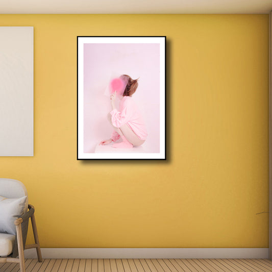Pink Girly Canvas Wall Art Textured Nordic Girls Bedroom Wall Decor, Multiple Sizes Pink Clearhalo 'Art Gallery' 'Canvas Art' 'Contemporary Art Gallery' 'Modern' Arts' 1764895