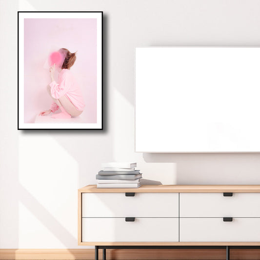 Pink Girly Canvas Wall Art Textured Nordic Girls Bedroom Wall Decor, Multiple Sizes Clearhalo 'Art Gallery' 'Canvas Art' 'Contemporary Art Gallery' 'Modern' Arts' 1764896