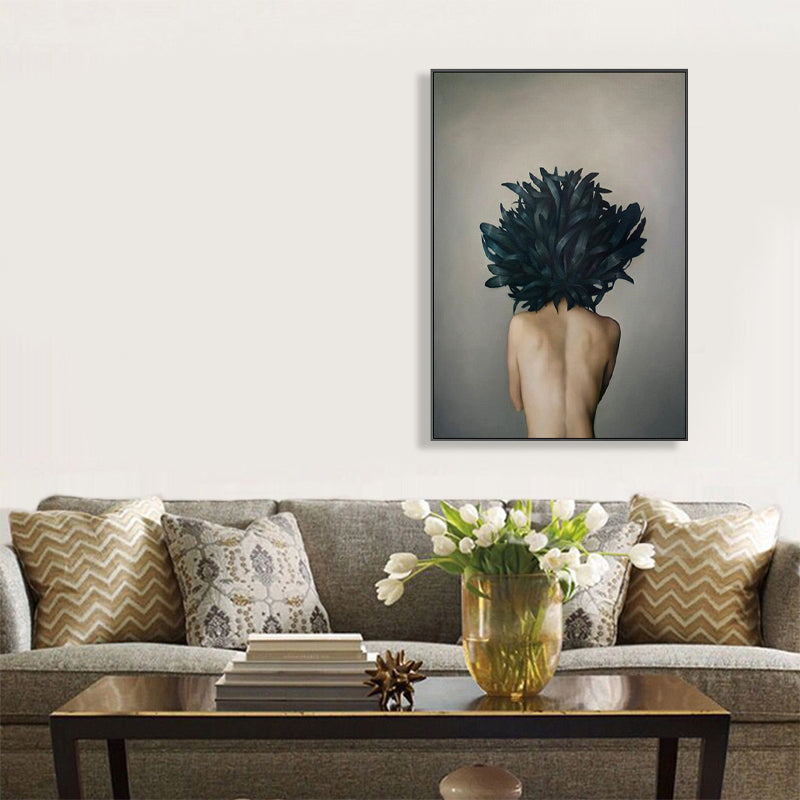 Fashionable Nude Girl Art Print Modern Canvas Wall Decor, Multiple Sizes Options Grey Clearhalo 'Art Gallery' 'Canvas Art' 'Contemporary Art Gallery' 'Modern' Arts' 1764902