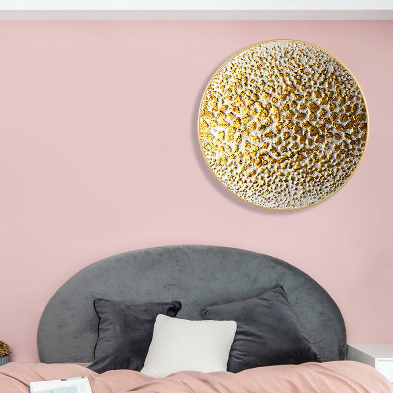 Minimalism Wall Art Print Light Color Round Abstract Pattern Painting, Multiple Sizes Gold Clearhalo 'Art Gallery' 'Canvas Art' 'Contemporary Art Gallery' 'Contemporary Art' 'Minimalism' 'Minimalist Art Gallery' 'Scandinavian' Arts' 1764920