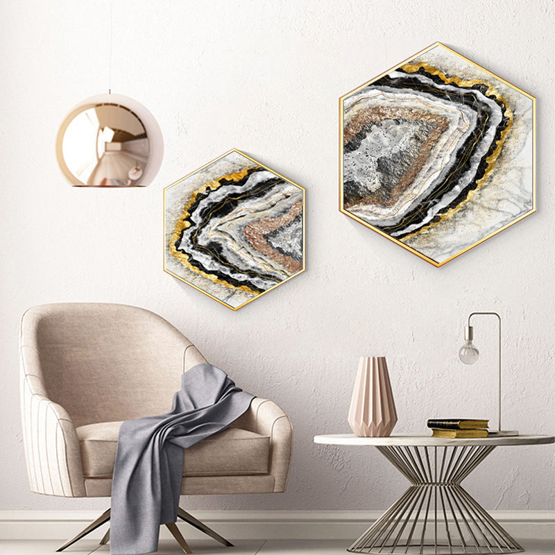 Soft Color Marble Look Canvas Nordic Style Textured Wall Art Decor for Living Room Brown Clearhalo 'Arts' 'Canvas Art' 1764939